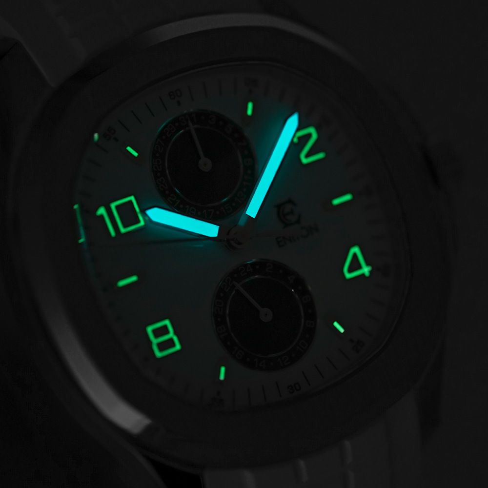 ENITON 1126 Two-Eye Quartz Watch FKM Fluororubber Band Stainless Steel 316L VH61 Movement 5ATM Slim Sport Men Watch