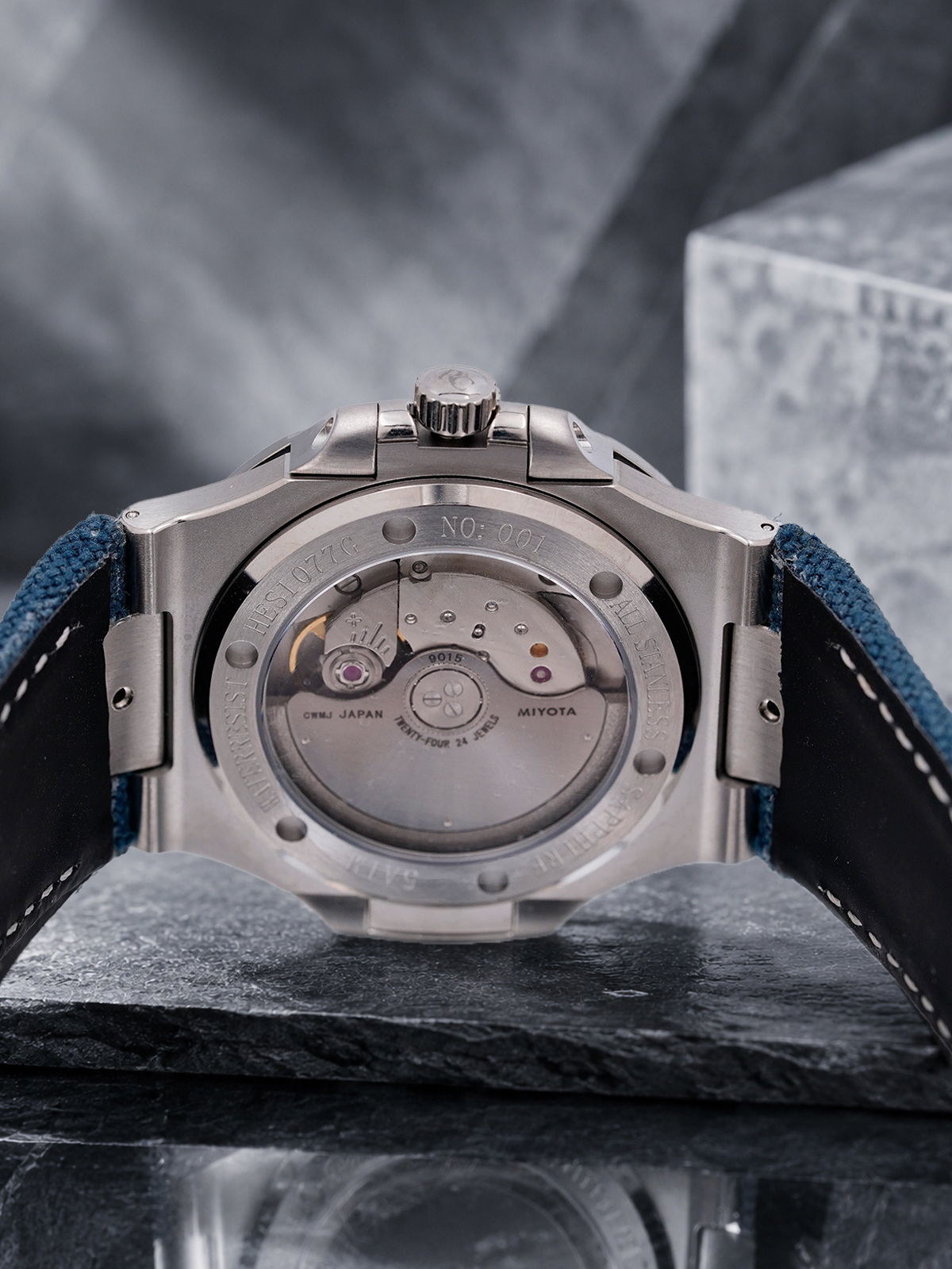 ENITON 38mm Stone Dial Composite Knit Strap Mechanical Watches Stainless Steel 316L 9015 Movement 5ATM Unique Business Men Watch