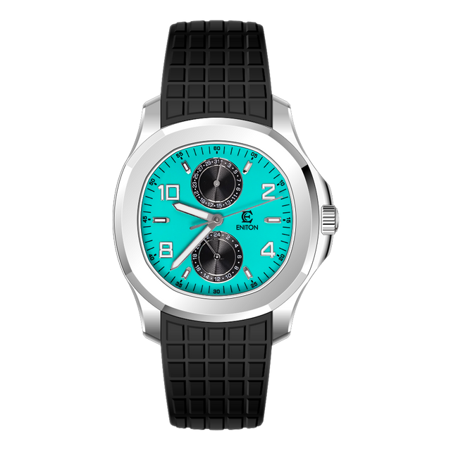 ENITON 1126 Two-Eye Quartz Watch FKM Fluororubber Band Stainless Steel 316L VH61 Movement 5ATM Slim Sport Men Watch
