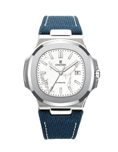 ENITON 38mm Stone Dial Composite Knit Strap Mechanical Watches Stainless Steel 316L 9015 Movement 5ATM Unique Business Men Watch