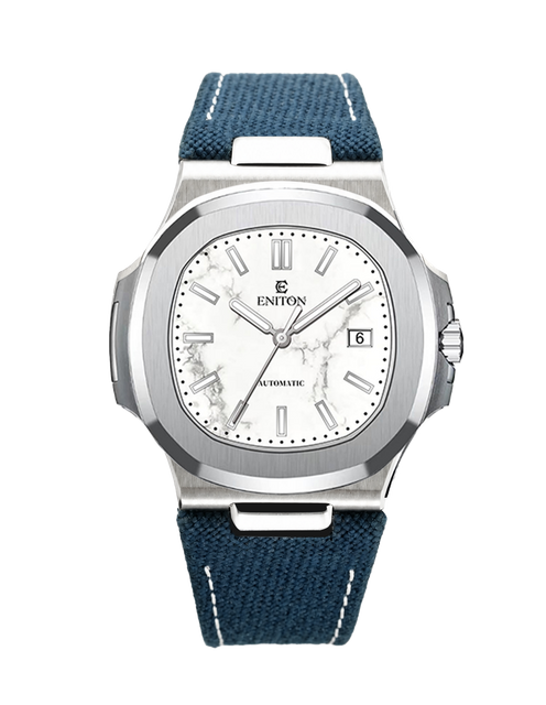 ENITON 38mm Stone Dial Composite Knit Strap Mechanical Watches Stainless Steel 316L 9015 Movement 5ATM Unique Business Men Watch