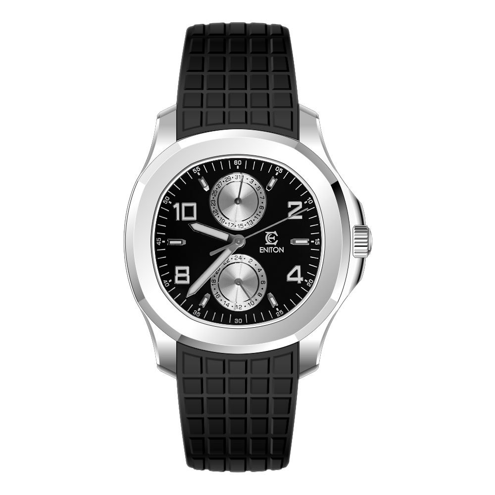 ENITON 1126 Two-Eye Quartz Watch FKM Fluororubber Band Stainless Steel 316L VH61 Movement 5ATM Slim Sport Men Watch