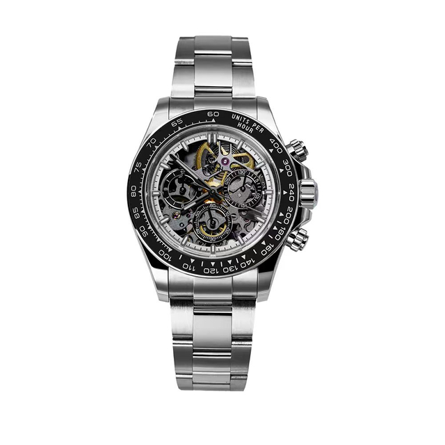 S1117G Three-eye Mechanical Watch 316L SL4802 Movement 5ATM Automatic Watch Skeleton Fashion Luminous Watch
