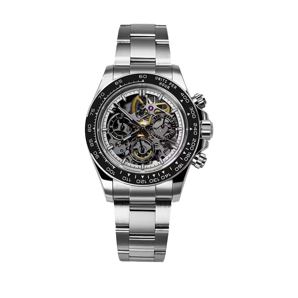 S1117G Three-eye Mechanical Watch 316L SL4802 Movement 5ATM Automatic Watch Skeleton Fashion Luminous Watch