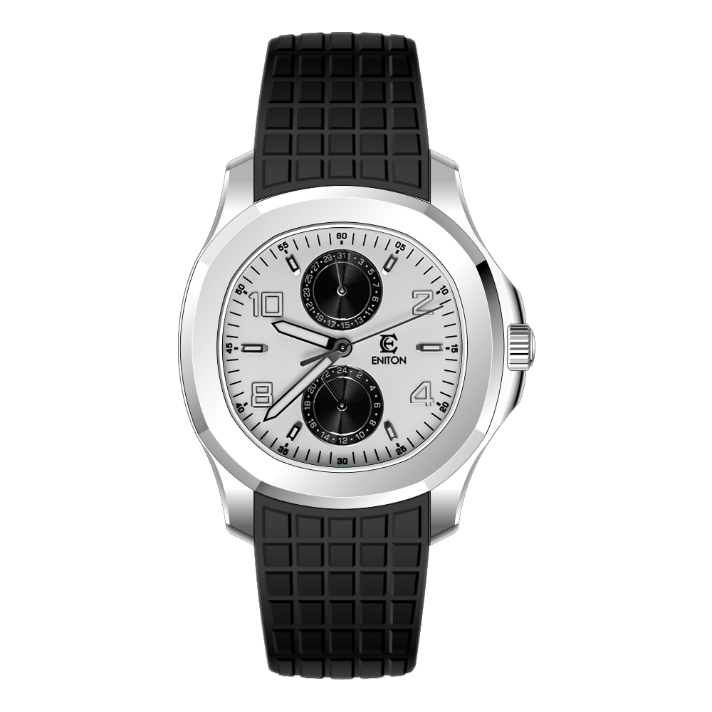 ENITON 1126 Two-Eye Quartz Watch FKM Fluororubber Band Stainless Steel 316L VH61 Movement 5ATM Slim Sport Men Watch