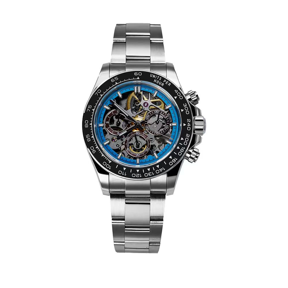 S1117G Three-eye Mechanical Watch 316L SL4802 Movement 5ATM Automatic Watch Skeleton Fashion Luminous Watch